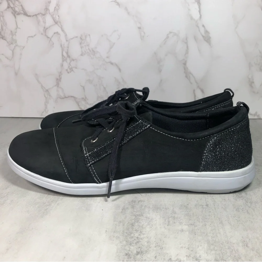 SAS Black Lace-Up Women's Sneakers with White Sole - Picture 4 of 11